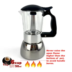 borosilicate glass stainless steel moka pot coffee maker italian espresso 6cups