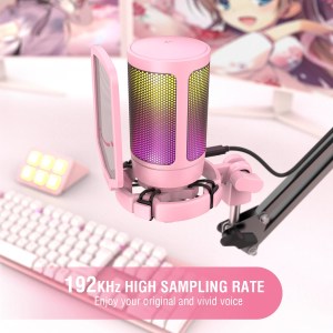 fifine usb gaming pc microphone for podcasts rgb computer condenser desktop mic for studio/video pink FIFINE USB Gaming PC Microphone for Podcasts RGB Computer Condenser Desktop Mic for studio/Video Pink 4