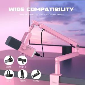 fifine microphone low profile boom ,metal adjustable mic arm with cable management/c clamp for streaming FIFINE Microphone Low Profile Boom ,Metal Adjustable Mic Arm with Cable Management/C-Clamp for Streaming 5