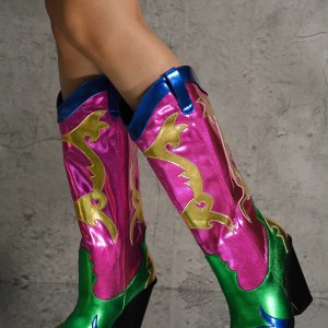 ROCK STAR ROYAL Mid-Calf Flame Point Boots 1