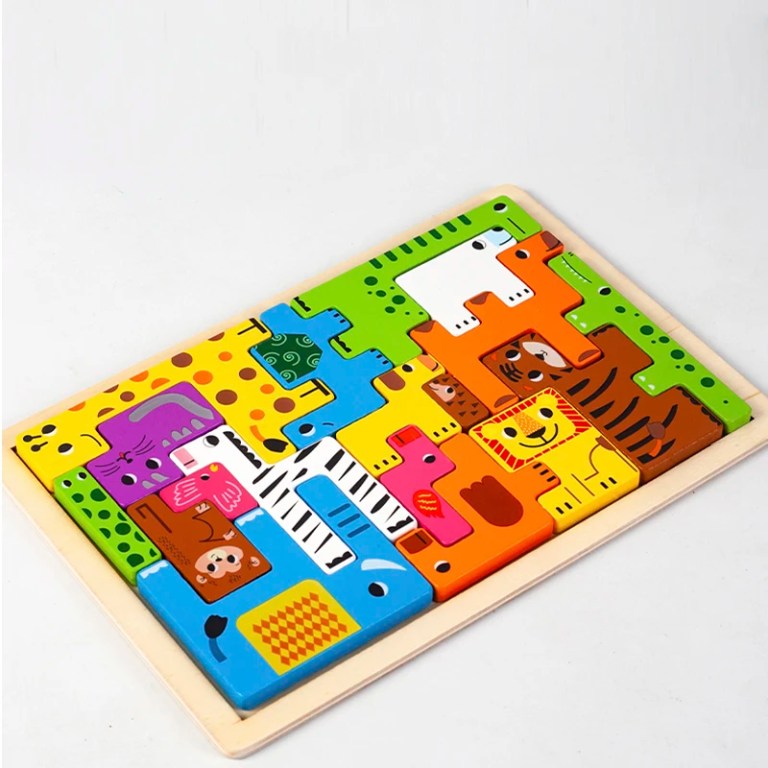 Montessori Zoo Animal Characters Blocks Sensory Puzzle Toy 5