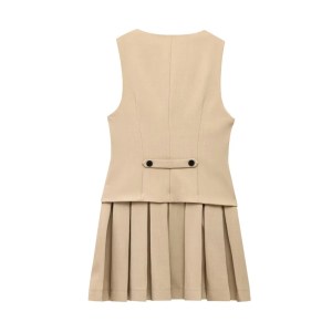 zach women's wide pleated vest skirt + sleeveless vest set Zach women's wide pleated vest Skirt + sleeveless Vest Set 4