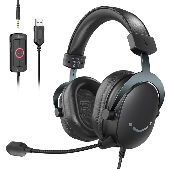 FIFINE Headset with 7.1 Surround Sound – 3.5mm Jack & USB, Volume Control & Mute Switch for PC, Mac, PS4, PS5, Mixer-H9