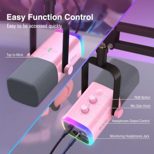 FIFINE Gaming USB/XLR Dynamic Microphone Kit with Gain Knob/RGB/Monitor for PC PS5/4 Mixer-AmpliGame 3