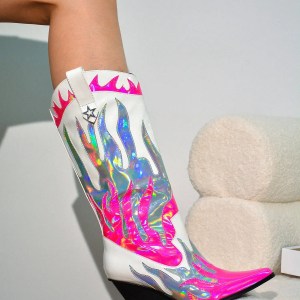 ROCK STAR ROYAL Mid-Calf Flame Point Boots