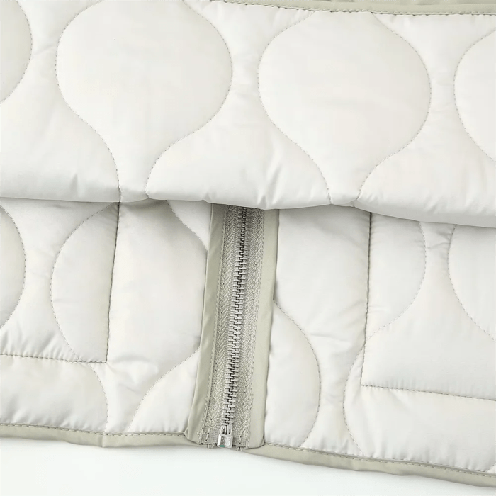 Autumn Women's Round Neck Loose Lightweight Pocket Quilted Coat 5