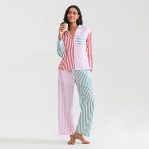 women's striped panel candy pyjama set Women's Striped Panel Candy Pyjama Set 2