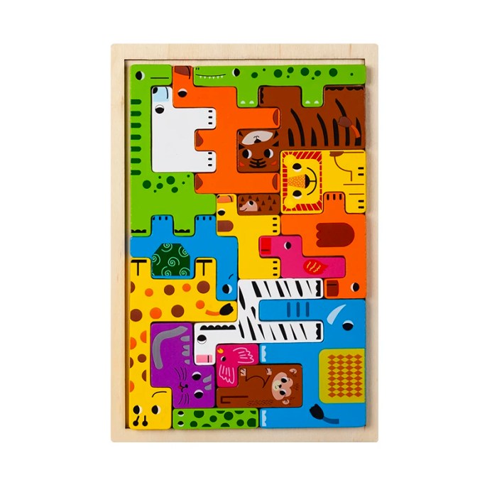 montessori zoo animal characters blocks sensory puzzle toy Montessori Zoo Animal Characters Blocks Sensory Puzzle Toy