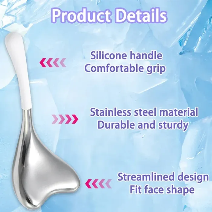 Cooling Spa Ice Globes & Gua Sha Cryo Sticks – Stainless Steel Face & Eye Massager for Skin Care 3