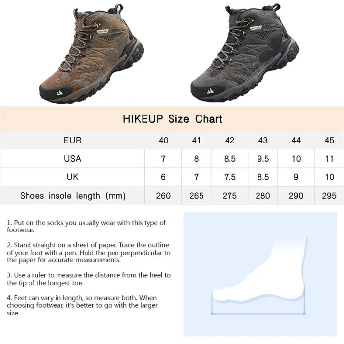 HIKEUP Winter High Top Suede Outdoor Hiking Boots 6