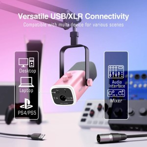 FIFINE Gaming USB/XLR Dynamic Microphone Kit with Gain Knob/RGB/Monitor for PC PS5/4 Mixer-AmpliGame 6