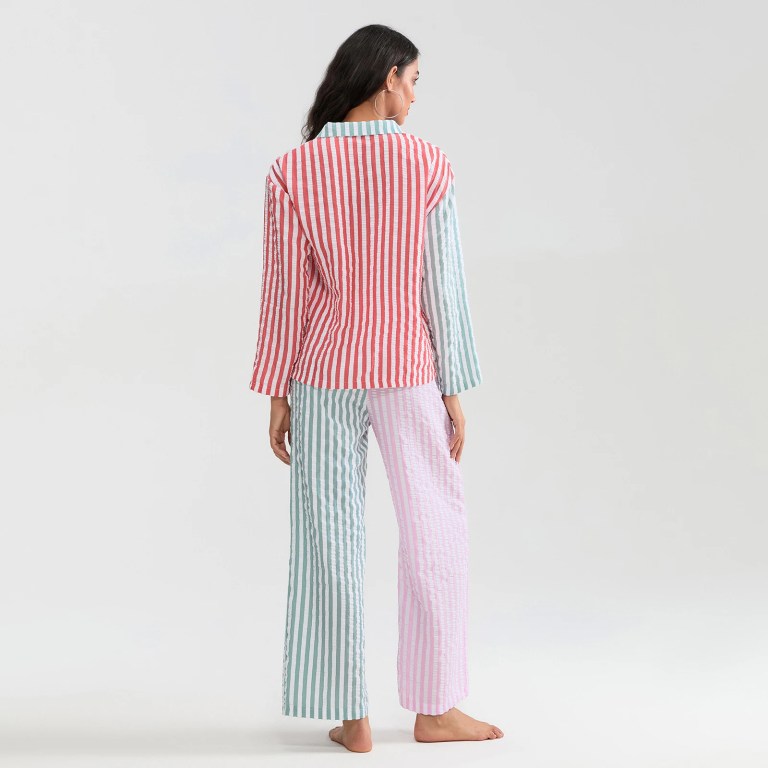 women's striped panel candy pyjama set Women's Striped Panel Candy Pyjama Set 6