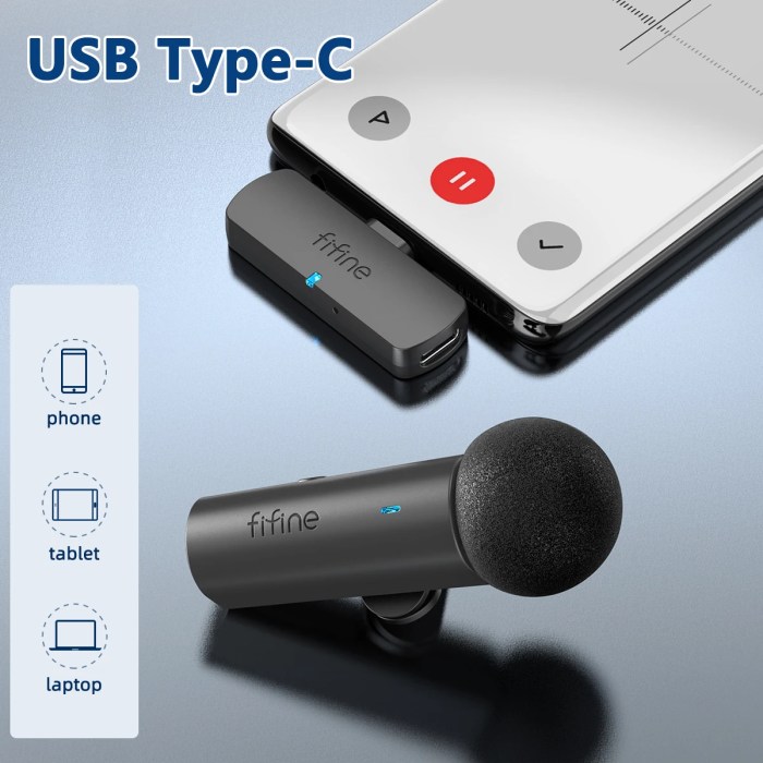 fifine wireless lavalier recording microphone,type c mini mic for mobile phone/tablet/laptop,live streams/vlog/interview m6 FIFINE Wireless Lavalier Recording Microphone,Type-C Mini MIC for Mobile Phone/Tablet/Laptop,Live Streams/Vlog/Interview-M6 2