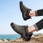 hikeup men's hiking shoes suede leather outdoor shoes wear resistant men HIKEUP Men's Hiking Shoes Suede Leather Outdoor Shoes Wear-resistant Men 5