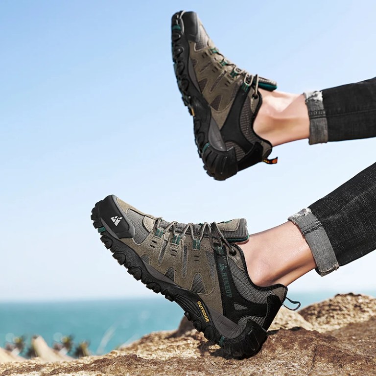 hikeup men's hiking shoes suede leather outdoor shoes wear resistant men HIKEUP Men's Hiking Shoes Suede Leather Outdoor Shoes Wear-resistant Men 5