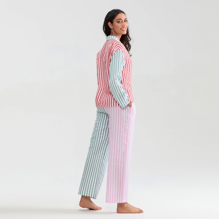 women's striped panel candy pyjama set Women's Striped Panel Candy Pyjama Set 4