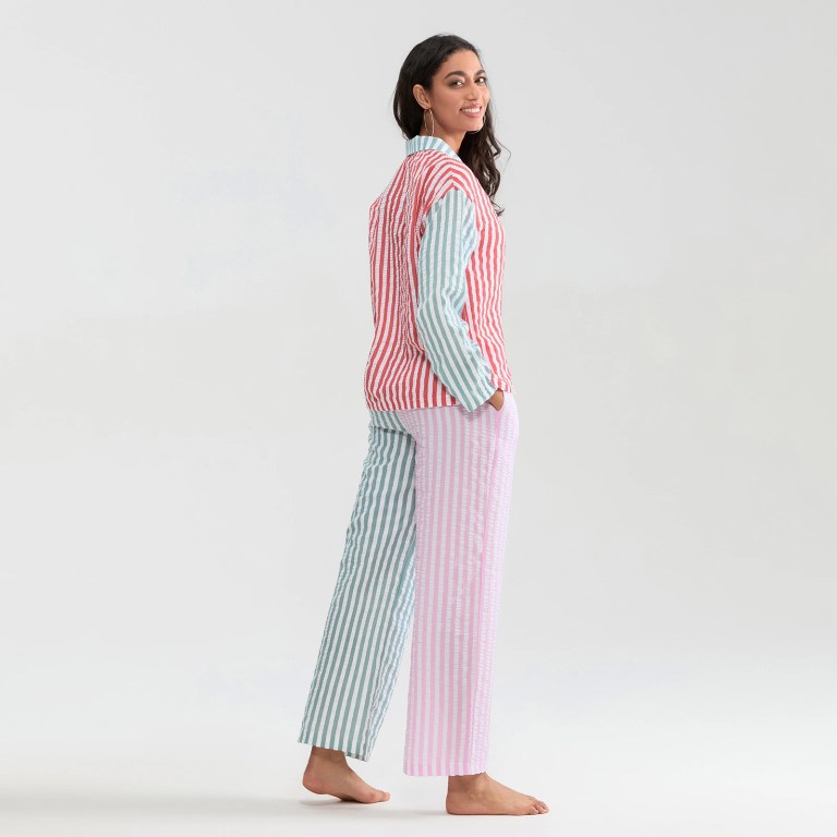 women's striped panel candy pyjama set Women's Striped Panel Candy Pyjama Set 4