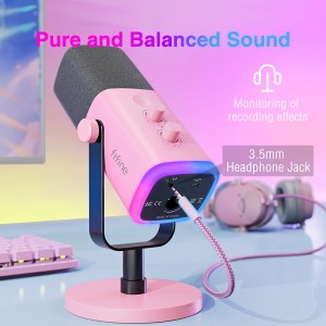 fifine usb/xlr dynamic microphone with rgb control/headphone jack/mute,mic for pc gaming youtube live streaming FIFINE USB/XLR Dynamic Microphone with RGB Control/Headphone Jack/Mute,MIC for PC Gaming YouTube Live-Streaming 4