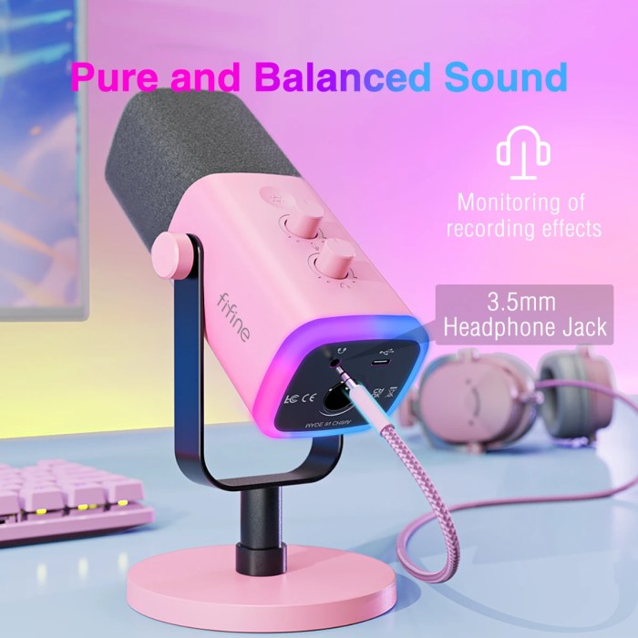 fifine usb/xlr dynamic microphone with rgb control/headphone jack/mute,mic for pc gaming youtube live streaming FIFINE USB/XLR Dynamic Microphone with RGB Control/Headphone Jack/Mute,MIC for PC Gaming YouTube Live-Streaming 4
