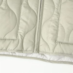 Autumn Women's Round Neck Loose Lightweight Pocket Quilted Coat 4