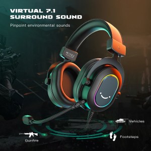 Fifine Dynamic RGB Gaming Headset with Mic – Over-Ear 7.1 Surround Sound, 3 EQ Modes for PC, PS4, PS5, Game, Movie & Music 2