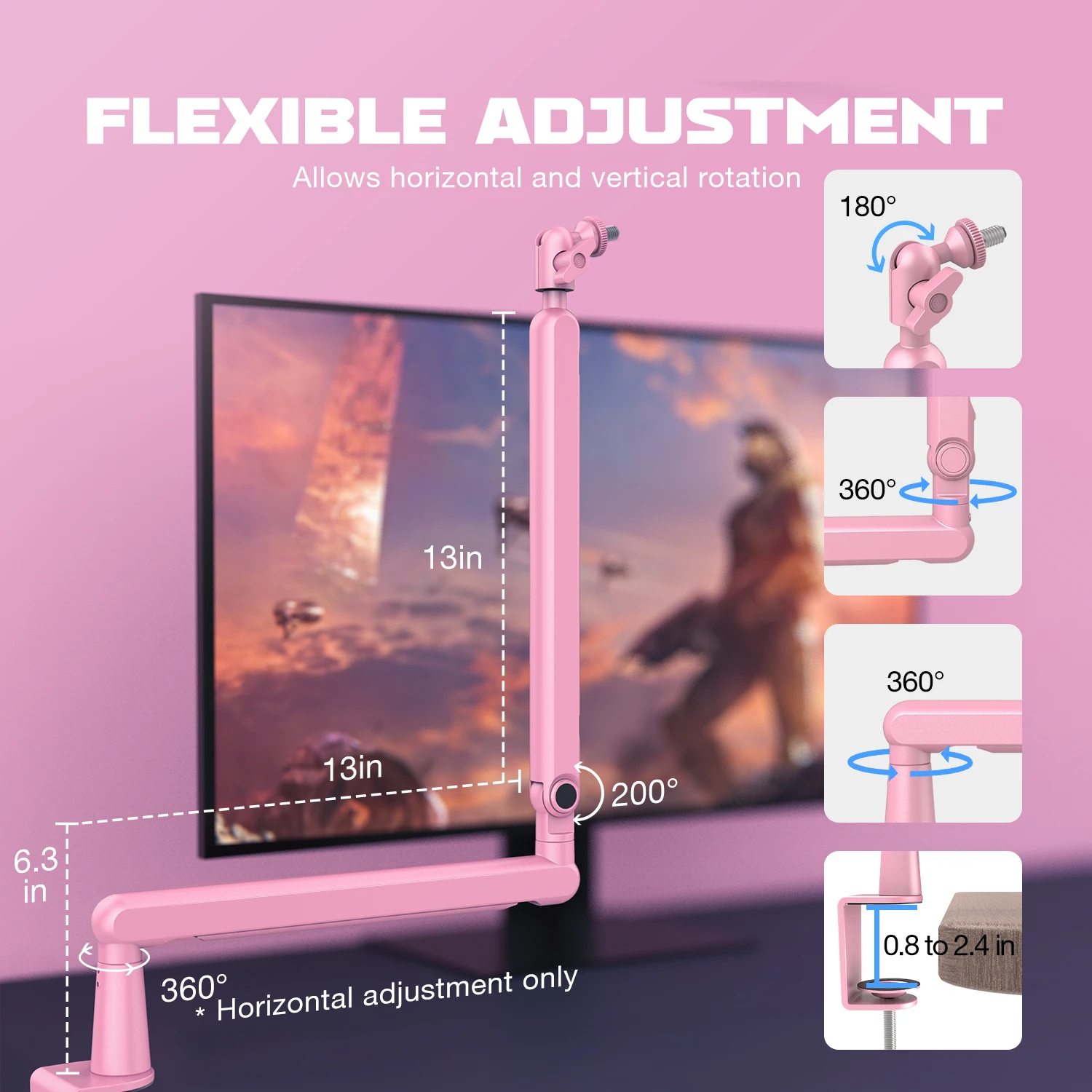 FIFINE Microphone Low Profile Boom ,Metal Adjustable Mic Arm with Cable Management/C-Clamp for Streaming 3