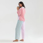 women's striped panel candy pyjama set Women's Striped Panel Candy Pyjama Set 5