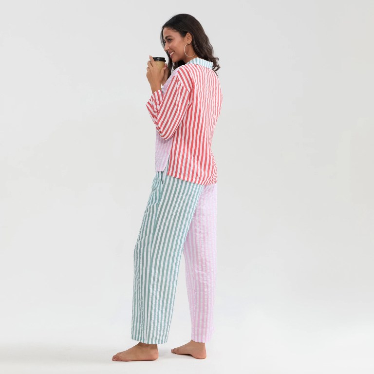 women's striped panel candy pyjama set Women's Striped Panel Candy Pyjama Set 5