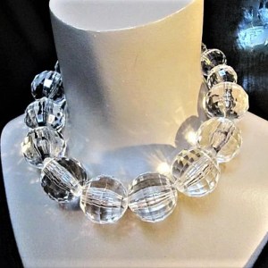 Statement Clear Acrylic Disco Crystal Pendant Necklace Crystal 2