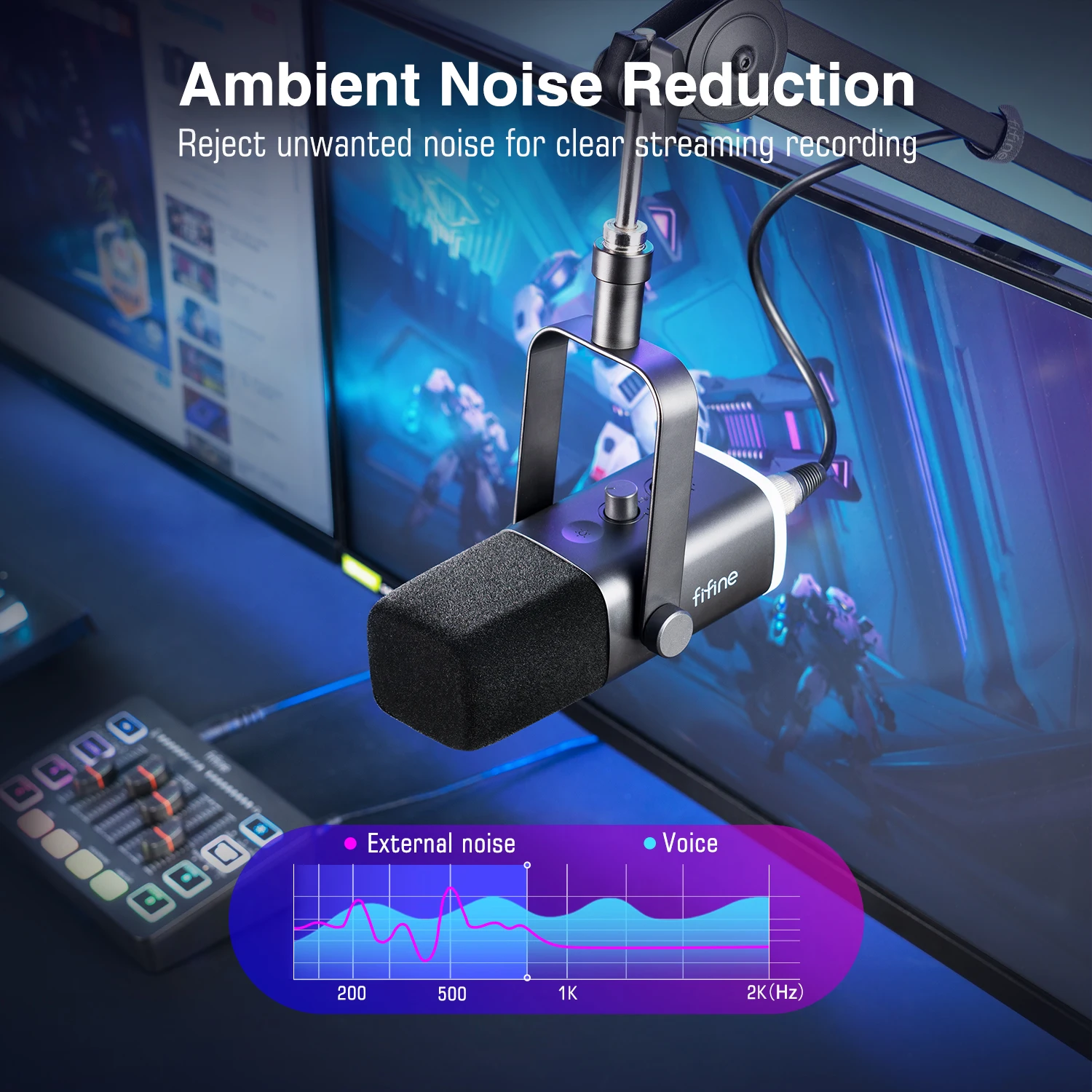 FIFINE USB/XLR Dynamic Microphone Headphone jack for PC Gaming Recording Streaming FIFINE USB/XLR Dynamic Microphone Headphone jack for PC Gaming Recording Streaming