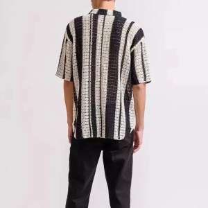 Men’s Knitted Black and White Stripe Vacay Shirt 3