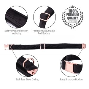 unique style paws black velvet soft collar and leash gift for dogs and cats Unique Style Paws Black Velvet Soft Collar and Leash Gift for Dogs and Cats 2
