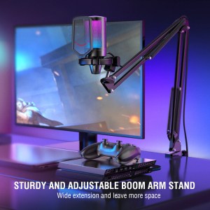 FIFINE USB Gaming Microphone Kit for PC,PS4/5 Condenser Cardioid Mic Set with Mute Button/RGB /Arm Stand 5