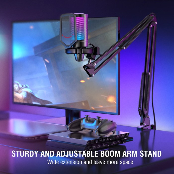 fifine usb gaming microphone kit for pc,ps4/5 condenser cardioid mic set with mute button/rgb /arm stand FIFINE USB Gaming Microphone Kit for PC,PS4/5 Condenser Cardioid Mic Set with Mute Button/RGB /Arm Stand 5