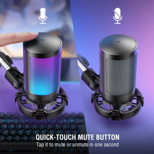 FIFINE USB Gaming Microphone Kit for PC,PS4/5 Condenser Cardioid Mic Set with Mute Button/RGB /Arm Stand 1