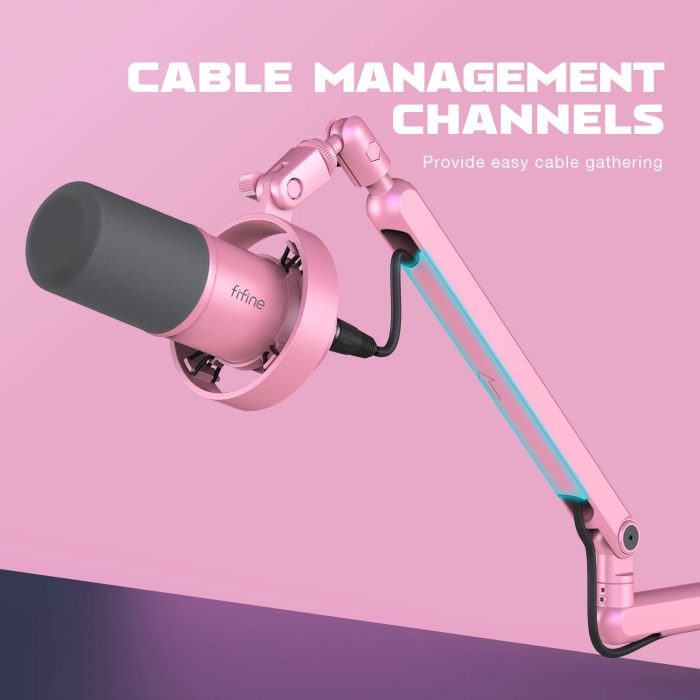 fifine microphone low profile boom ,metal adjustable mic arm with cable management/c clamp for streaming FIFINE Microphone Low Profile Boom ,Metal Adjustable Mic Arm with Cable Management/C-Clamp for Streaming 2