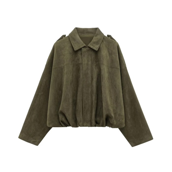 women's faux suede jacket – stylish loose fit with collar & shoulder straps Women's Faux Suede Jacket – Stylish Loose Fit with Collar & Shoulder Straps