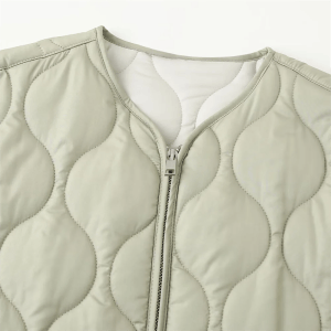 Autumn Women's Round Neck Loose Lightweight Pocket Quilted Coat 6