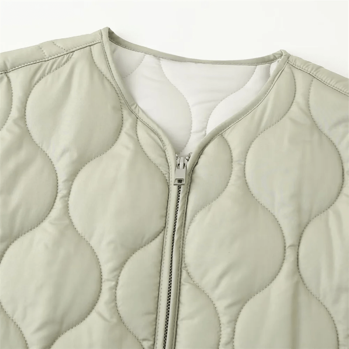 Autumn Women's Round Neck Loose Lightweight Pocket Quilted Coat 6