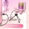 fifine usb gaming pc microphone for podcasts rgb computer condenser desktop mic for studio/video pink FIFINE USB Gaming PC Microphone for Podcasts RGB Computer Condenser Desktop Mic for studio/Video Pink 5