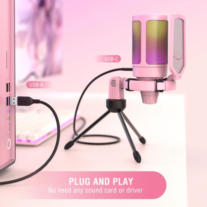 fifine usb gaming pc microphone for podcasts rgb computer condenser desktop mic for studio/video pink FIFINE USB Gaming PC Microphone for Podcasts RGB Computer Condenser Desktop Mic for studio/Video Pink 5