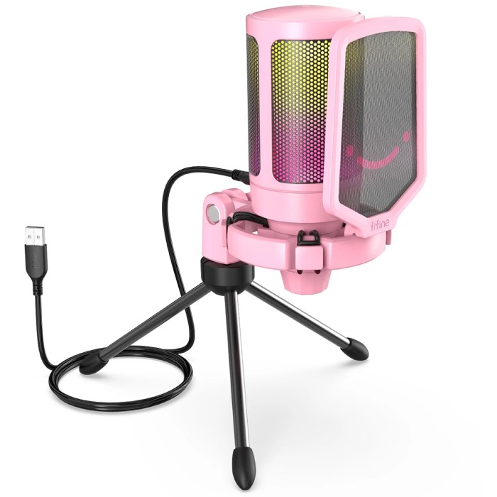 fifine usb gaming pc microphone for podcasts rgb computer condenser desktop mic for studio/video pink FIFINE USB Gaming PC Microphone for Podcasts RGB Computer Condenser Desktop Mic for studio/Video Pink