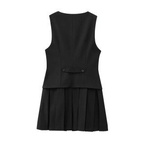 zach women's wide pleated vest skirt + sleeveless vest set Zach women's wide pleated vest Skirt + sleeveless Vest Set 2