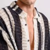 Men’s Knitted Black and White Stripe Vacay Shirt 5
