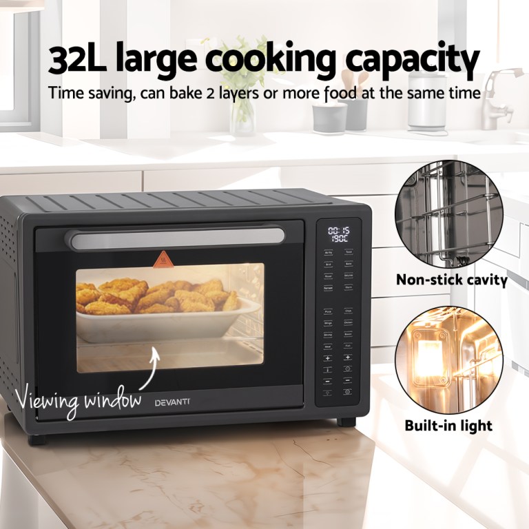 devanti air fryer 32l w/ lcd touch oven 1700w