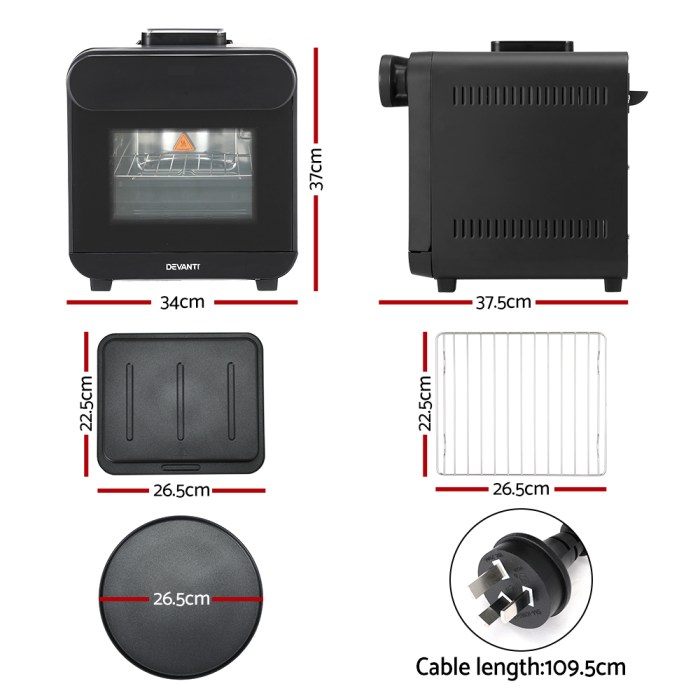 devanti steam air fryer oven 15l w/ lcd touch 1600w devanti steam air fryer oven 15l w/ lcd touch 1600w