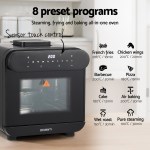 devanti steam air fryer oven 15l w/ lcd touch 1600w