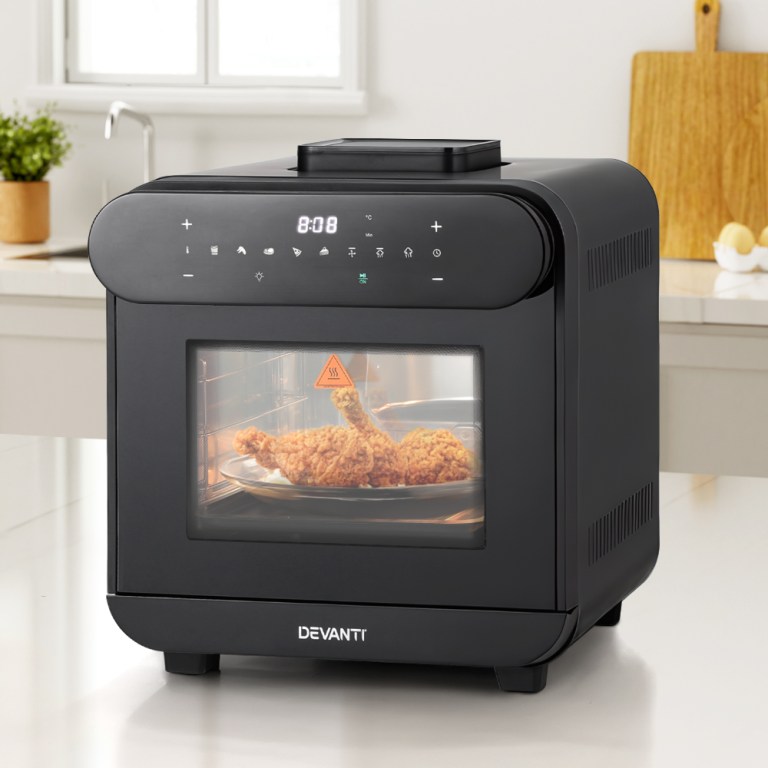 devanti steam air fryer oven 15l w/ lcd touch 1600w