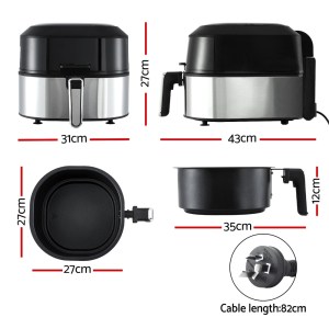 devanti 5.5l air fryer & grill lcd fryers 1500w