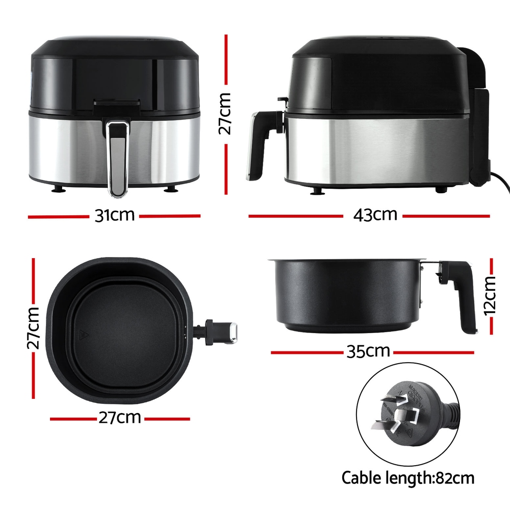 devanti 5.5l air fryer & grill lcd fryers 1500w